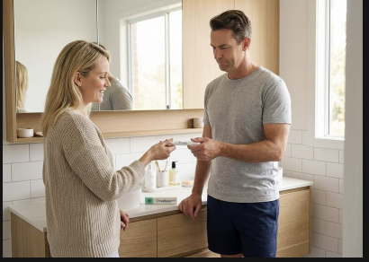 Couple using Orivelle gel pen at home